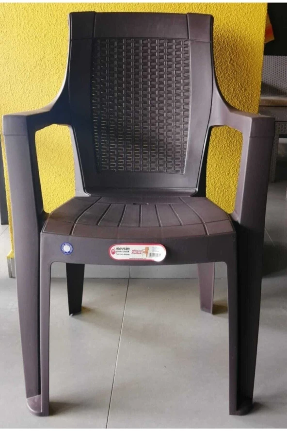 Asil Konsept 4 Adet Kahverengi Kollu Plastik Bahçe Balkon Sandalyesi Kolçaklı Plastik Sandalye - Resim 2