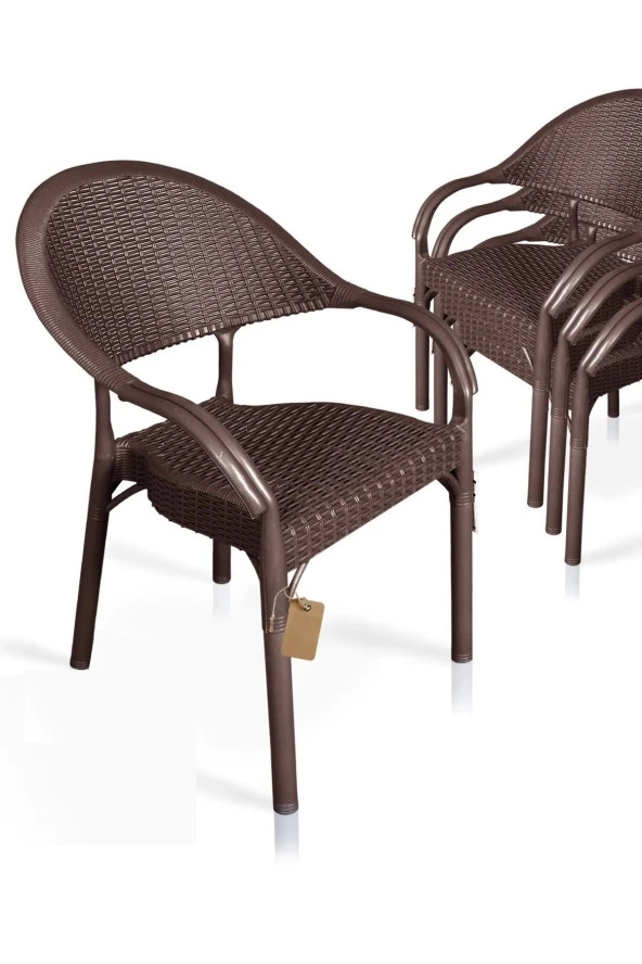 nar sokağı 4 Adet Bambu Rattan Kollu Sandalye Koltuk 4'lü Set