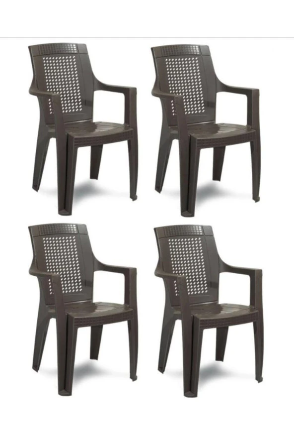 Gardelia 4 Adet Elegance Rattan Efektli Plastik Sandalye + 70x120 Plastik Masa Balkon Bahçe Sandalyesi - 2
