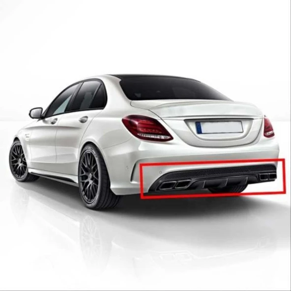 W205 C SERISI IÇIN SIYAH DIFÜZÖR & EGZOZ SETI (NORMAL SEDAN) - SIYAH EGZOZ ILE - 6