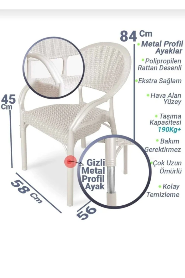 nar sokağı Bambu 90x90 Cm Camsız Rattan Bahçe Balkon Masa Takımı - 2