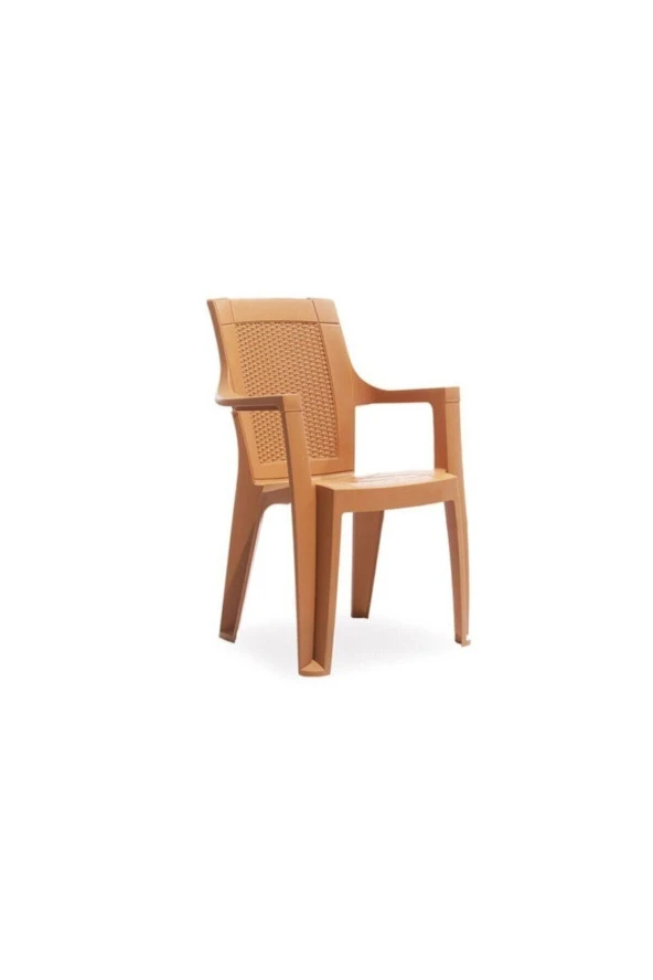 BESAGOLD 6 Adet Elegance Rattan Efektli Teak Sütlü Kahve 70x120 Plastik Masa Sandalye Takımı - 2