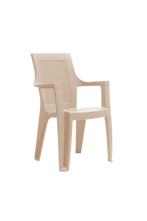 Besa 4 Adet Gardelia Elegance Rattan Plastik Koltuk Bahçe Sandalye Cappucino Bej