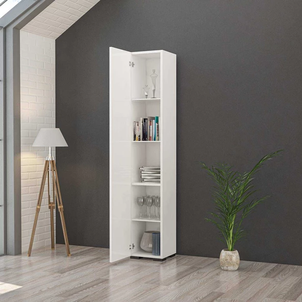 MODİLAYN ÇİLEK Tek Kapaklı 5 Raflı Çok Amaçlı Dolap, Banyo Dolabı, Mutfak Dolabı - 2