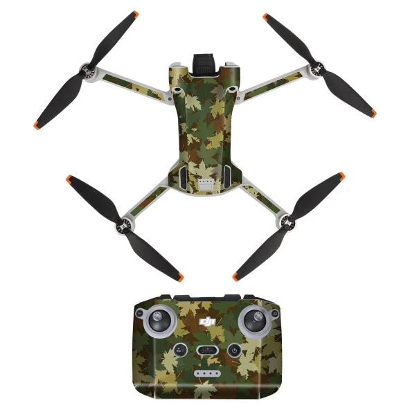 Sunnylife Mm3-tz395 Djı Mini 3 Pro Drone + Rc-n1 Uzaktan Kumanda Çıkarmaları Set Çıkartmaları Şık Dekoratif Çıkartmalar-akçaağaç Yaprak Kamuflajı