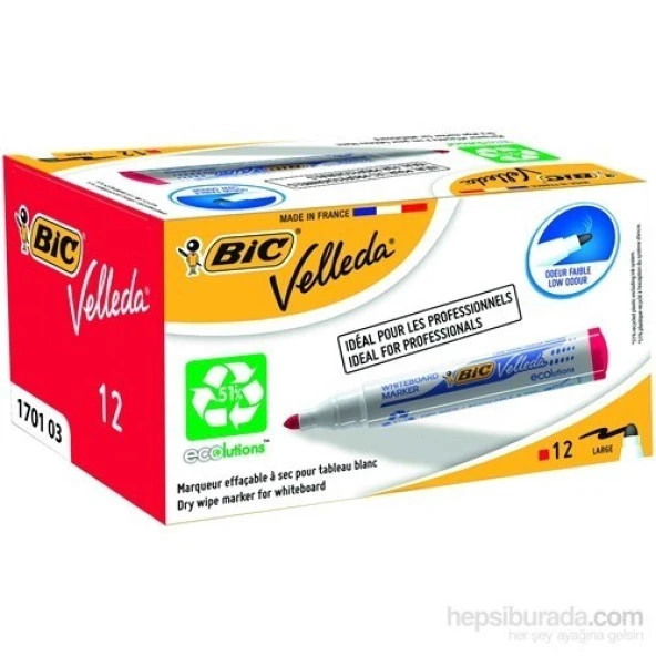 Bic Beyaz Tahta K. Velleda 1701 12 Li Kırmz 904939