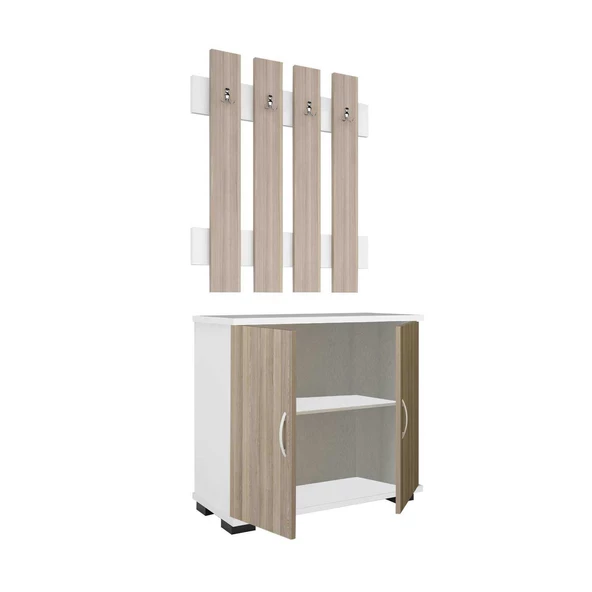 Modilayn FULYA Portmanto Vestiyer Askılık Ayakkabılık Dolabı, Cordoba Beyaz - 4