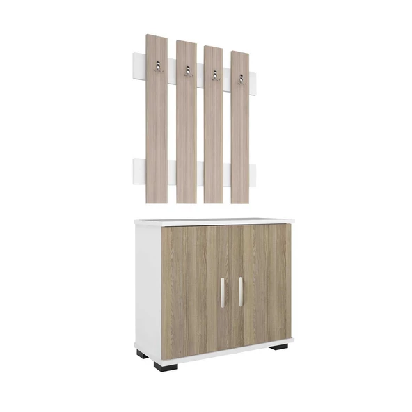 Modilayn FULYA Portmanto Vestiyer Askılık Ayakkabılık Dolabı, Cordoba Beyaz - 3