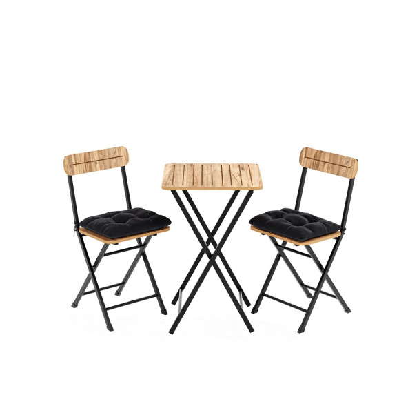 Eportatif Bistro Takım Minderli Bahçe Masa Sandalye Çam 1401 - 5