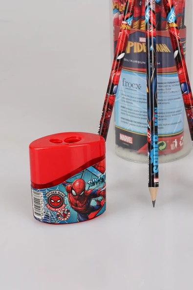 LİSANSLI SPIDERMAN 3 ADET SİLGİLİ KURŞUN KALEM,ÇİFT BIÇAKLI KALEMTRAŞ VE ROKET SİLGİ  KIRTASİYE SETİ - 4