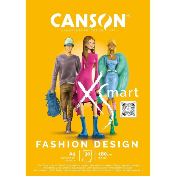 Canson Xsmart Fashion Design Çizim Defteri A4 180 gr 30 yp
