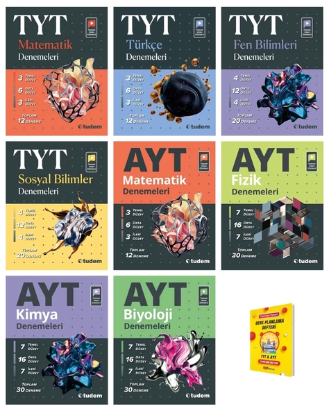 TYT ve AYT Matematik Fen Türkçe Sosyal Fizik Kimya Biyoloji Denemeleri 8li Sayısal Set ürün görseli 1