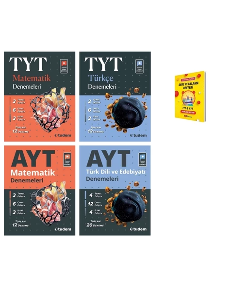 TYT ve AYT Matematik Türkçe ve Edebiyat Denemeleri Eşit Ağırlık 4lü Set