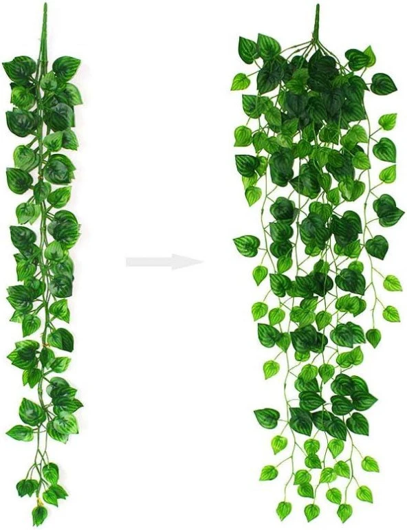 Nettenevime Yapay Çiçek Sarmaşık Sarı Yeşil Yaprak Desenli 9dallı Sarkan Bitki - Resim 6