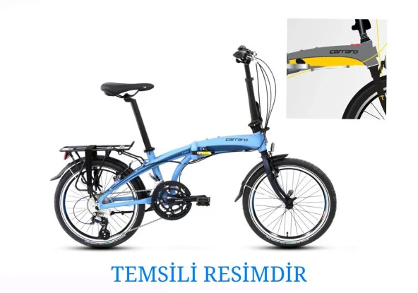 Carraro Flexi 116 V Fren 20"Jant 16 Vites 32 Kadro Katlanır Bisiklet Mat Kül Gri Siyah Sarı ürün görseli 1