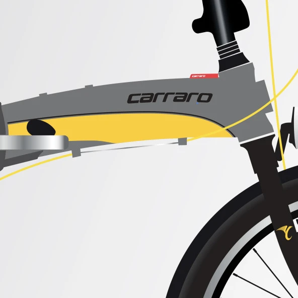 Carraro Flexi 116 V Fren 20"Jant 16 Vites 32 Kadro Katlanır Bisiklet Mat Kül Gri Siyah Sarı - 2