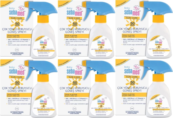 Sebamed Sun Care Bebek Güneş Losyonu Kremi Sprey 50+ Faktör 200ML (Hassas Ciltler İçin) (6 Lı Set)