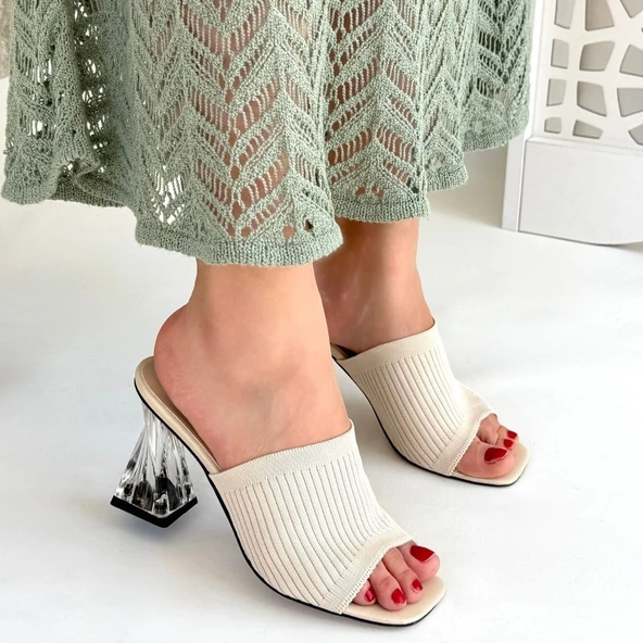 Evra Ten Triko Topuklu Terlik - 4