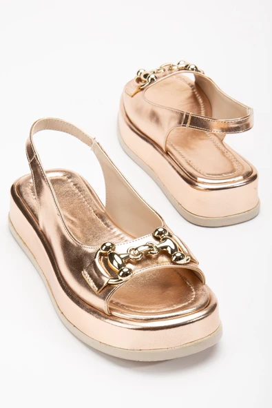 Cisela Rose Gold Parlak Cilt Toka Detaylı Sandalet - 3