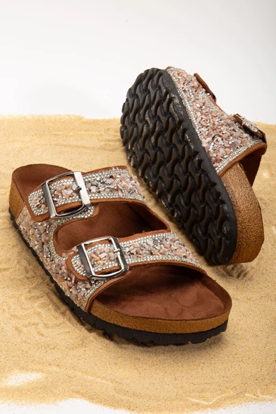 Beti Taba Süet Çift Bantlı Terlik - Resim 2