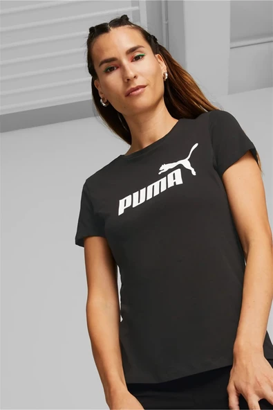Puma Ess Logo Tee Kadın Siyah T-Shirt 586774-01 - 2