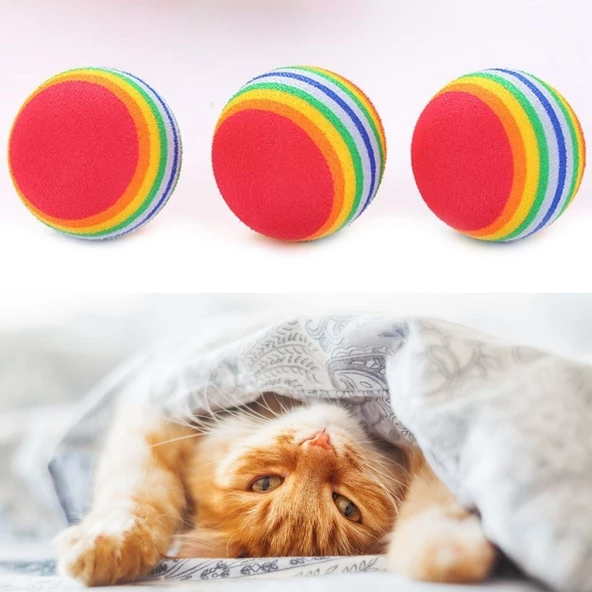 Periboia Sünger Kedi Oyun Topu -  3 lü Çiğneme Süngeri - 3