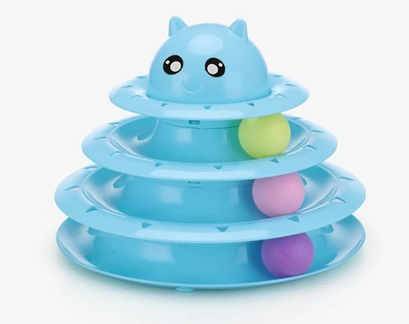 Periboia 3 Katlı Kedi Oyuncağı Seti Model 2 - Mavi - 3