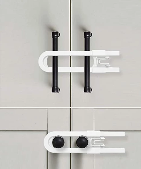 Periboia 4 Adet Çocuk Koruma Kilidi - Slide Dolap Çekmece Kilidi Sürgülü Kilit - 2