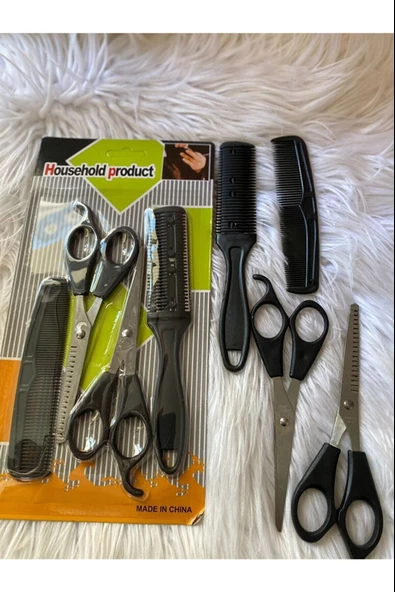 Periboia 4 Parça Berber - Kuaför Tıraş Seti ( Ara Makas - Tarak- Jiletli Tarak- Makas ) - 5