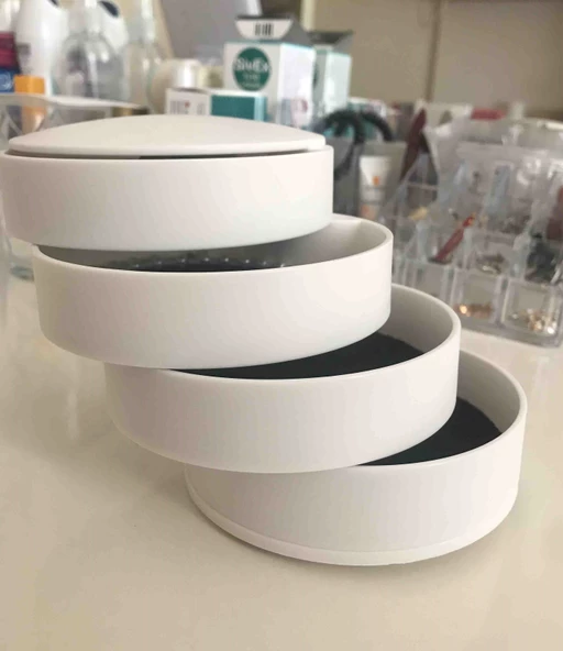 Periboia 4 Katlı Dönebilen Silindir Takı Ve Makyaj Organizer Kutusu - 5