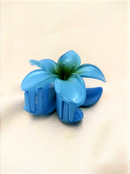 Periboia Mavi Lotus Çiçek Parlak Akrilik Kadın Vintage Mandal Toka - 4