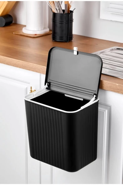 Periboia Fonksiyonel 2 Yönlü Açılır Kapaklı Kullanışlı Mutfak Tezgah Üstü veya Dolap Askılı Çöp Kovası 15 Lt - 4