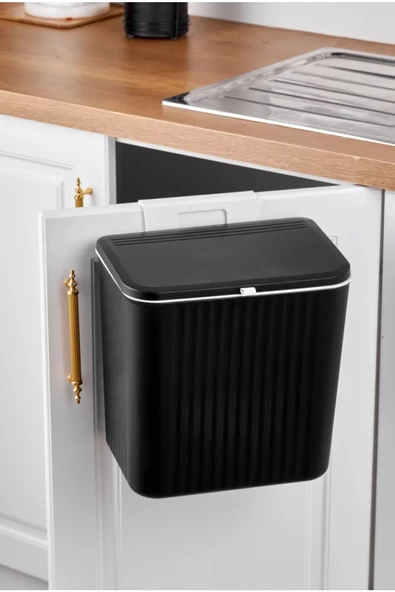 Periboia Fonksiyonel 2 Yönlü Açılır Kapaklı Kullanışlı Mutfak Tezgah Üstü veya Dolap Askılı Çöp Kovası 15 Lt - 5