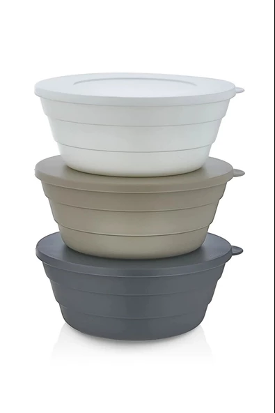 Periboia 3 Lü Pratik Saklama Kabı - Kahvaltılık Kapaklı Çerezlik  350 ML - 5