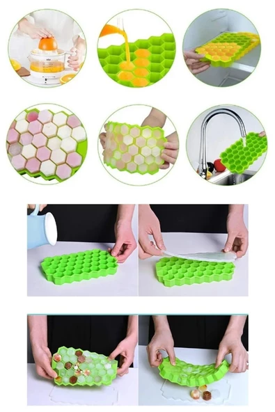 Periboia 37 Bölmeli Silikon Petek  Buz Kalıbı Buzluk - Resim 3