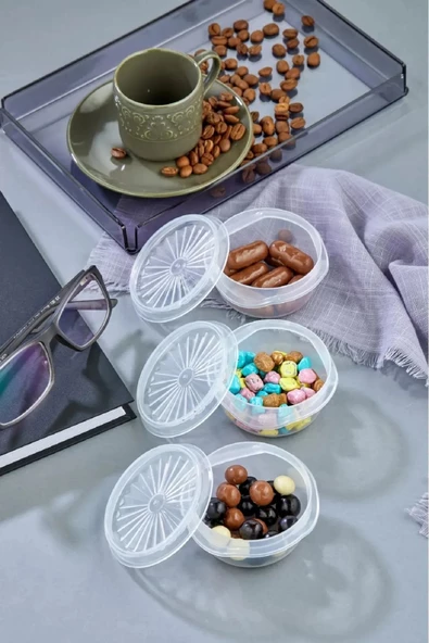 Periboia 6 lı Yelpaze Kapaklı Şeffaf Mini Sosluk- Ketçap Mayonez Kabı- Kahve Yanı Şeker Lokumluk - 2