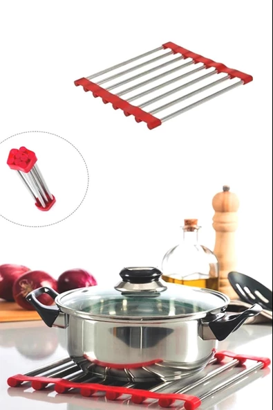 Periboia Katlanabilir Silikon Metal Tencere Tava Altlığı Metal Nihale - 1