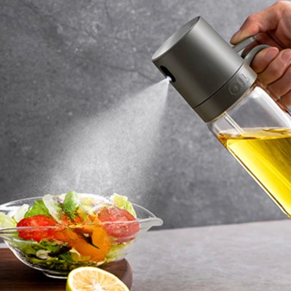 Periboia 250 ML Kulplu Cam Yağ Limon Sos Spreyi Yağ Şişesi Yağdanlık Zeytinyağı Limon Püskürtücü - 5
