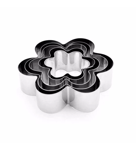 Periboia Çiçek Kurabiye Kalıbı Metal 5 Parça - 3