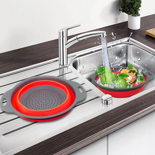 Periboia Silikon Hazneli Katlanabilir Süzgeç - 2