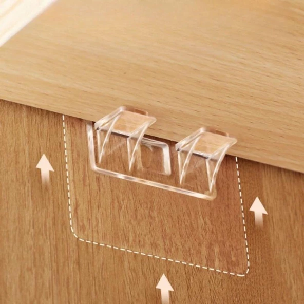 Periboia 4 Adet Raf Destek Aparatı  Dolap İçi Raflar İçin 4'lü Plastik Güçlü Yapışkanlı  Tutucu Destek - 2