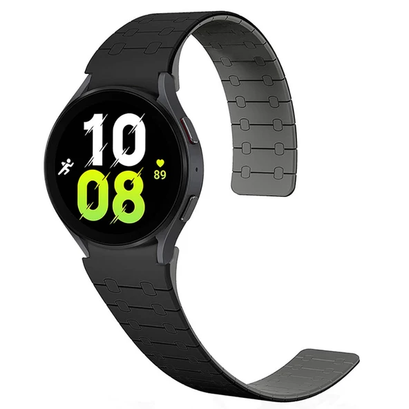 Gpack Samsung Galaxy Watch 7 44mm Kordon Mıknatıslı Parça Çizgi Desenli Silikon KRD111 - Resim 2
