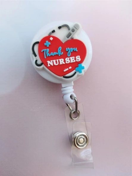 Thank You Nurses Silikon Yoyo Yaka Kartlığı Yatay Dikey Kart Koruyucu