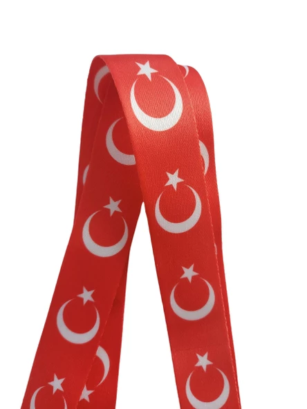 Türk Bayrağı Geniş Kart Askısı Yaka Kartı Boyun Askı İpi Telefon Askısı Yatay Dikey Kart Koruyucu - 2