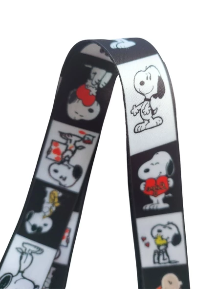 Snoopy Kart Askısı Yaka Kartı Boyun Askı İpi Telefon Askısı Yatay Dikey Kart Koruyucu - 2