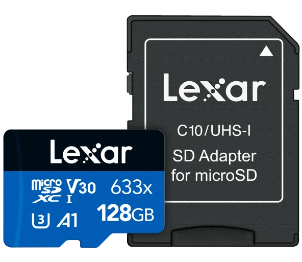 LEXAR 256GB LSDMI256BB633A 633X MIKRO SDXC UHS-I WITH SD ADAPTER 100MB/S READ 45MB/S WRITE C10 A1 V30 U3