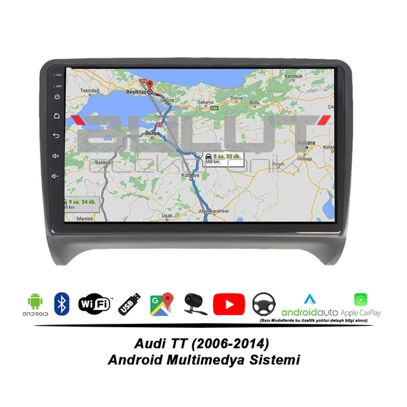 Audi TT Android Multimedya Sistemi (2006-2014) 2 GB Ram 32 GB Hafıza 4 Çekirdek İphone CarPlay Android Auto Navigatör - 5