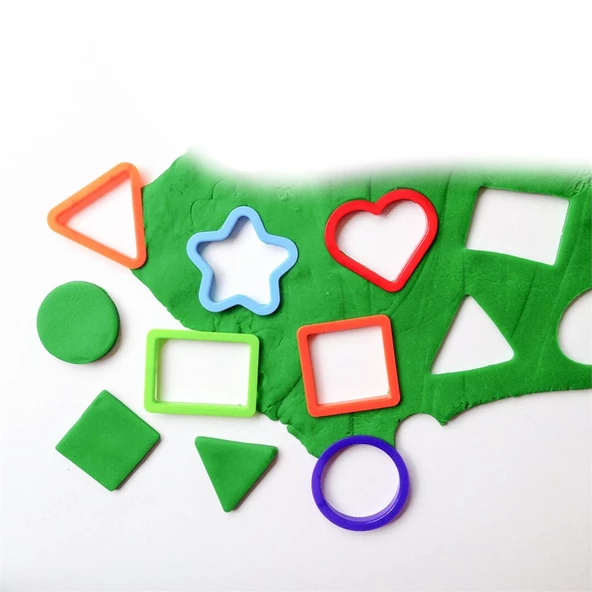 Periboia Rakam ve Geometrik Şekil Kalıplı Buğday Unu Oyun Hamuru Seti - 4