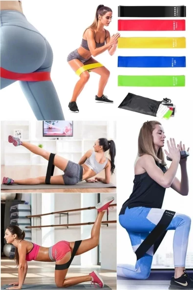Periboia 5 Li Set Aerobik Bandı Fitness Egzersiz Plates Direnç Lastiği Crossfit Kas Germe Ve Jimnastik Seti