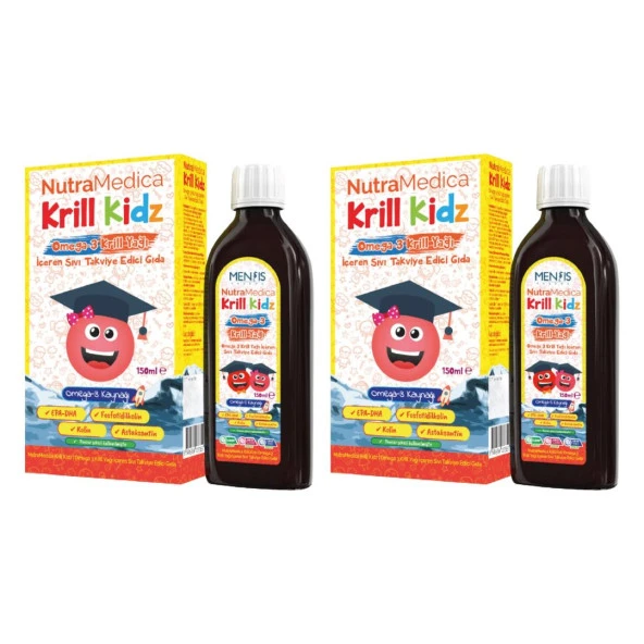 Krill Kidz Omega3 ve Krill Yağı İçeren Takviye Edici Gıda 150ml x2 Adet